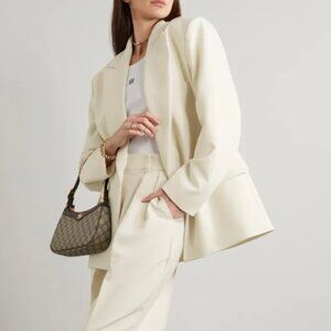 The Frankie Shop Corrin Grain de Poudre Ivory White Oversized Blazer Large $400